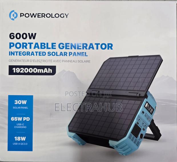Powerology Power Generator 600W With Integrated Solar Panel - main view