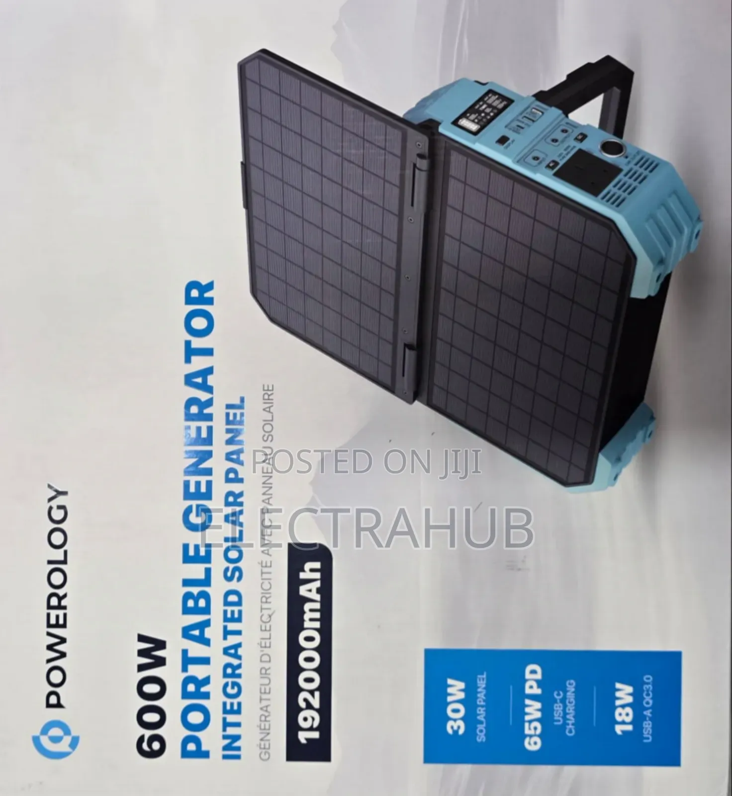 Powerology Power Generator 600W With Integrated Solar Panel