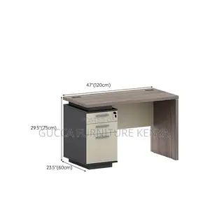 Clerical Desking: Gray Wood Executive Desk With 3 Drawers