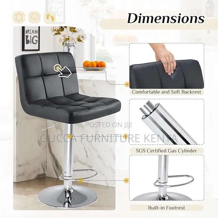 Home Chairs: Leather Hydraulic Counter Height Barstool