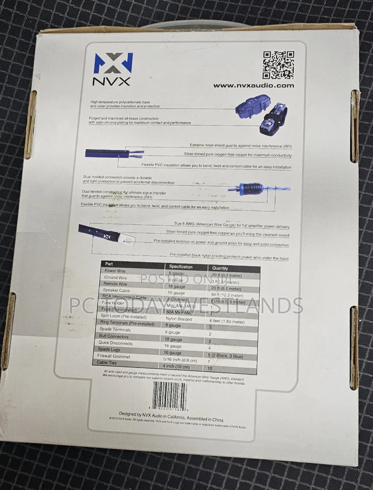 NVX XKIT82 Full Spec 8 Gauge 100% (OFC) Oxygen Free