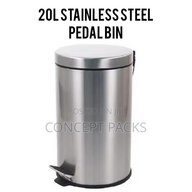 20L Stainless Steel Silver Pedal Bin. - main view
