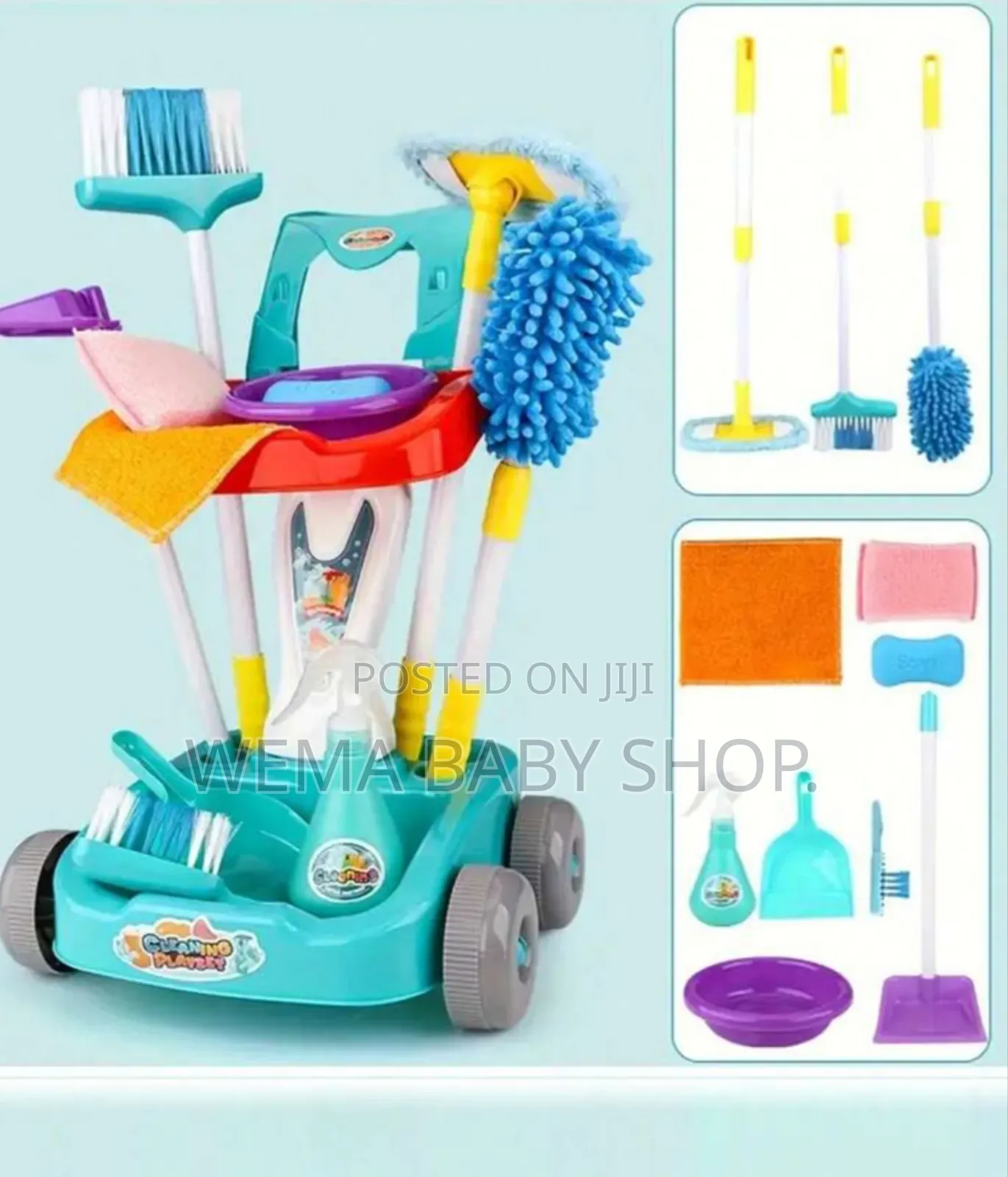 Kids Pretend Cleaning Trolley Toys Set