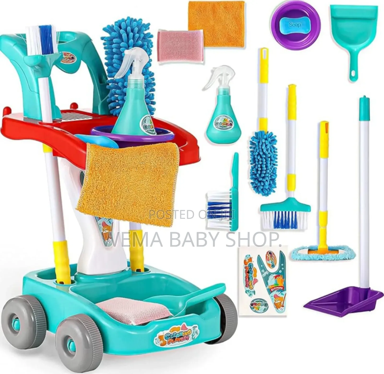 Kids Pretend Cleaning Trolley Toys Set
