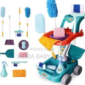 Kids Pretend Cleaning Trolley Toys Set