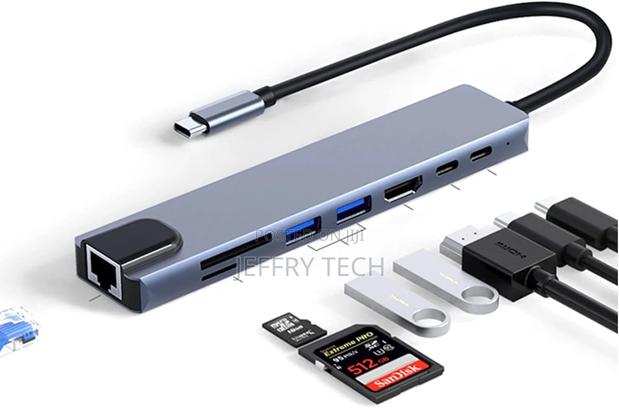 USB C Hub 8-in-1, Type-C Hub to HDMI at 30hz, USB 3.0/2.0