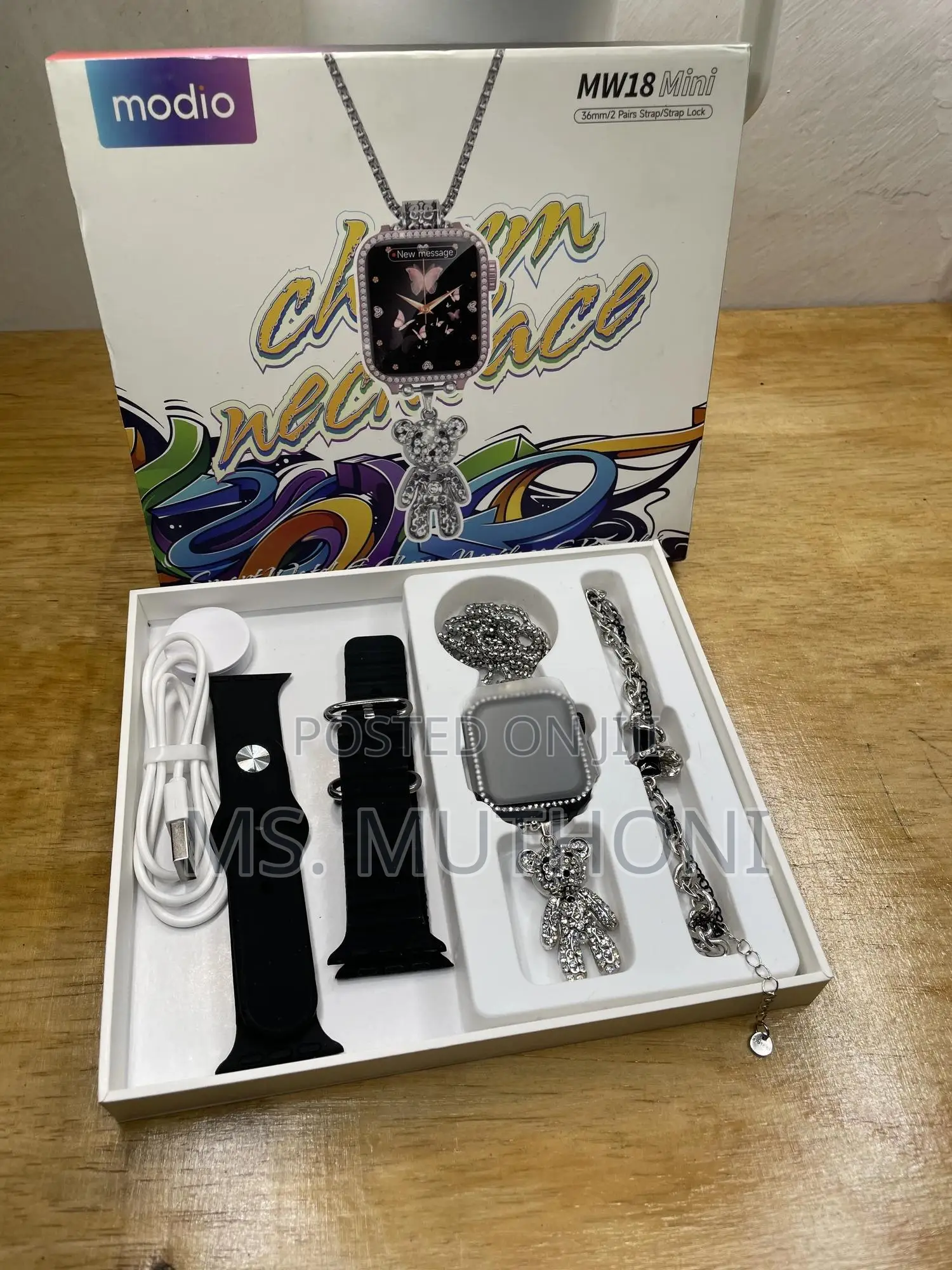 MW 18 Mini 36 Mm HD Display 2 Pair Strap and Stylish Chain