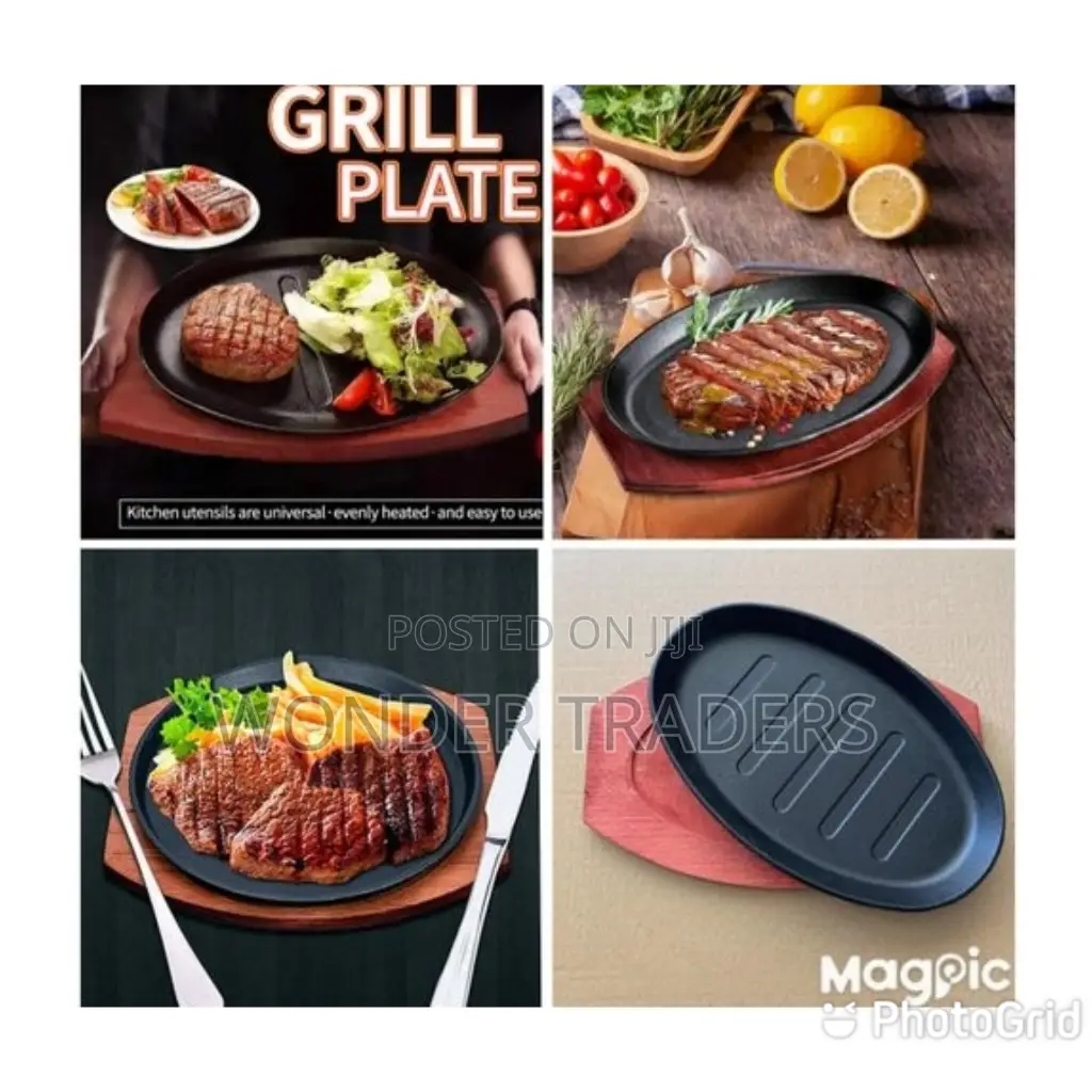 Hot Sizzling Plate With Bamboo Holder