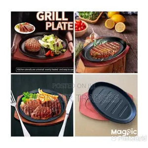 Hot Sizzling Plate With Bamboo Holder