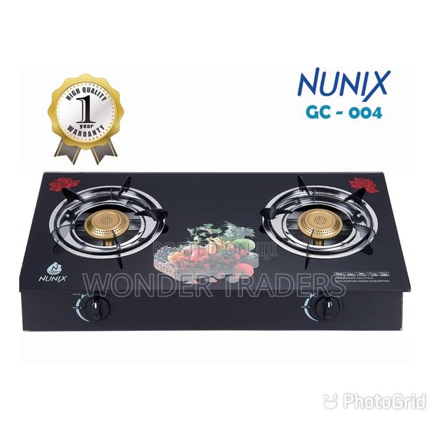 Nunix GC-004 Glass Top Two Burner Auto Ignition Gas Stove