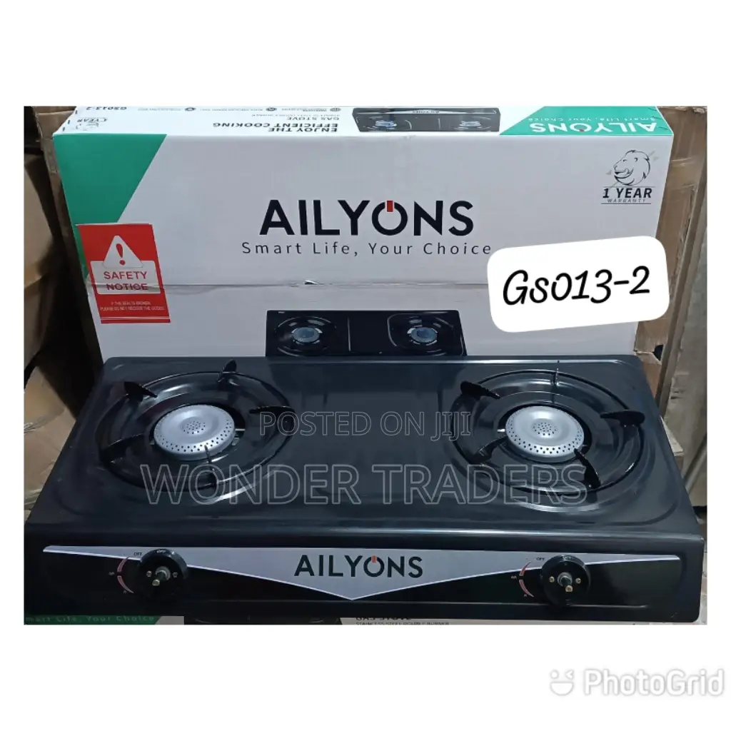 Ailyons Two Burner Black Auto Ignation Table Top (Mabati)*