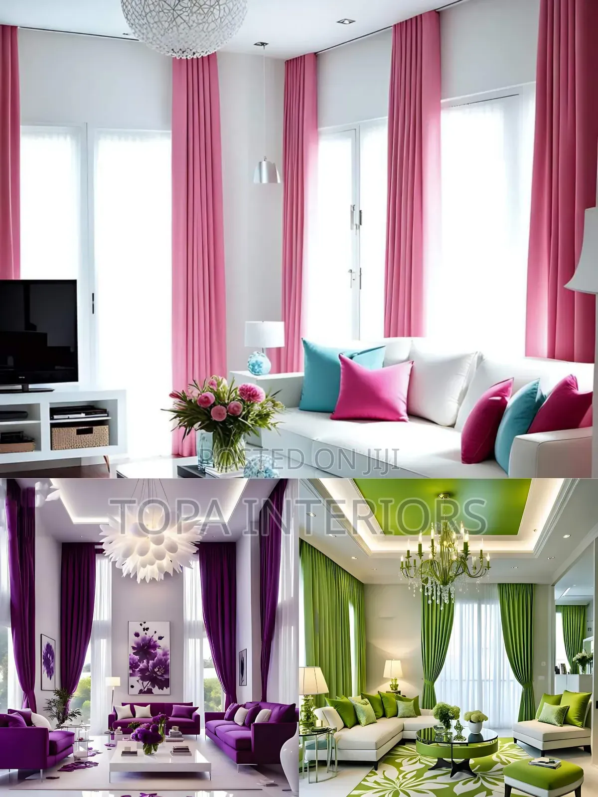 Elegant Pink Window Curtains Purple Drapes Green Curtains