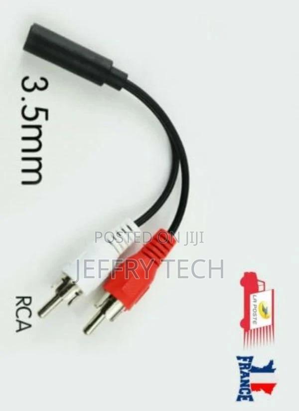 2x RCA Male To 3.5mm Female Stereo Audio Adapter Cable Black