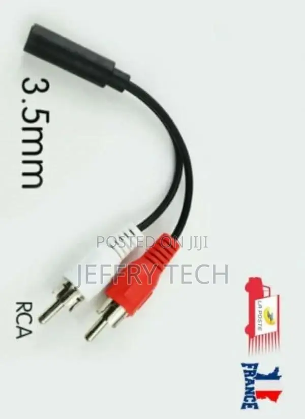 2x RCA Male To 3.5mm Female Stereo Audio Adapter Cable Black