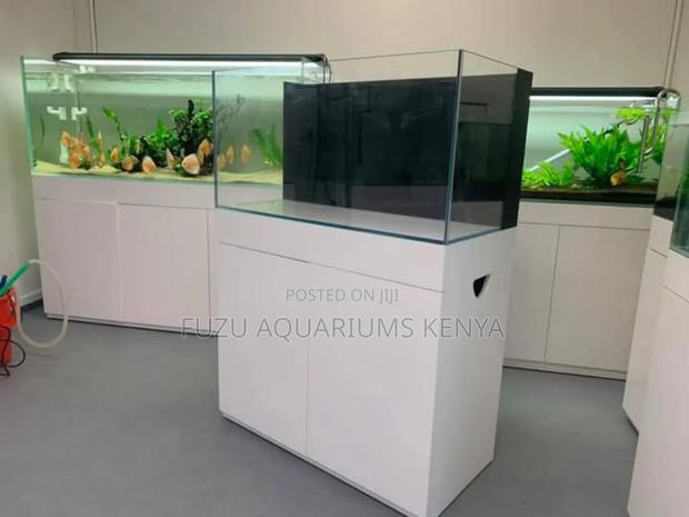 Excellent White Aquarium With Its Cabinet