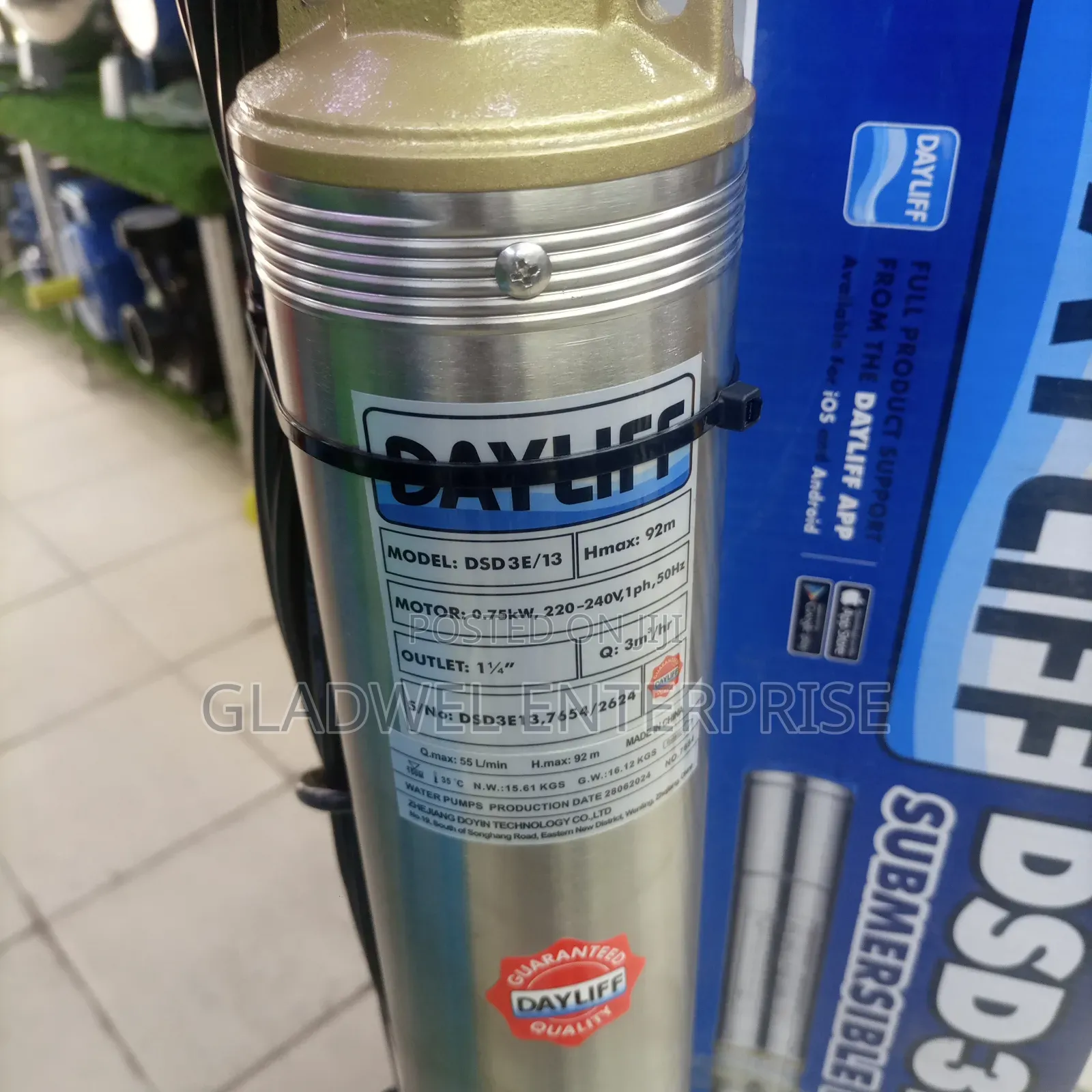Dayliff Submassible Deep Well Pump 92mts