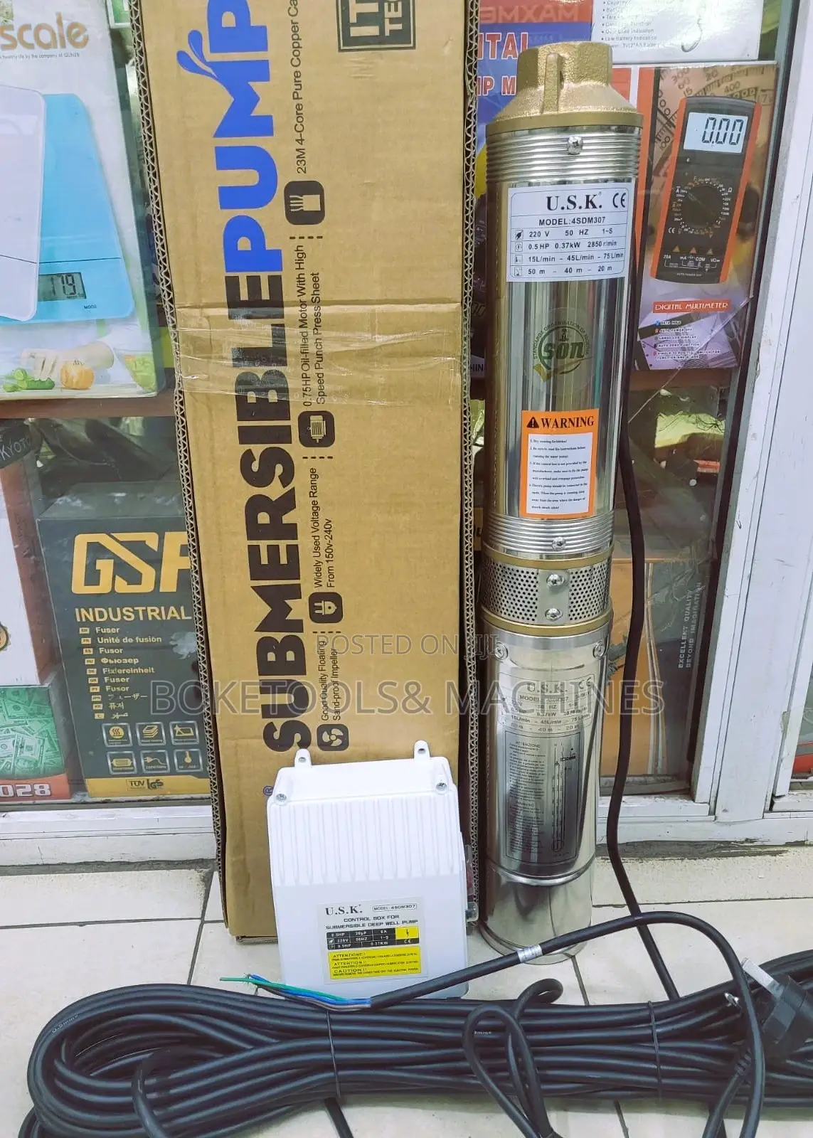 USK Submersible Water Pump 0.5hp,50m Head