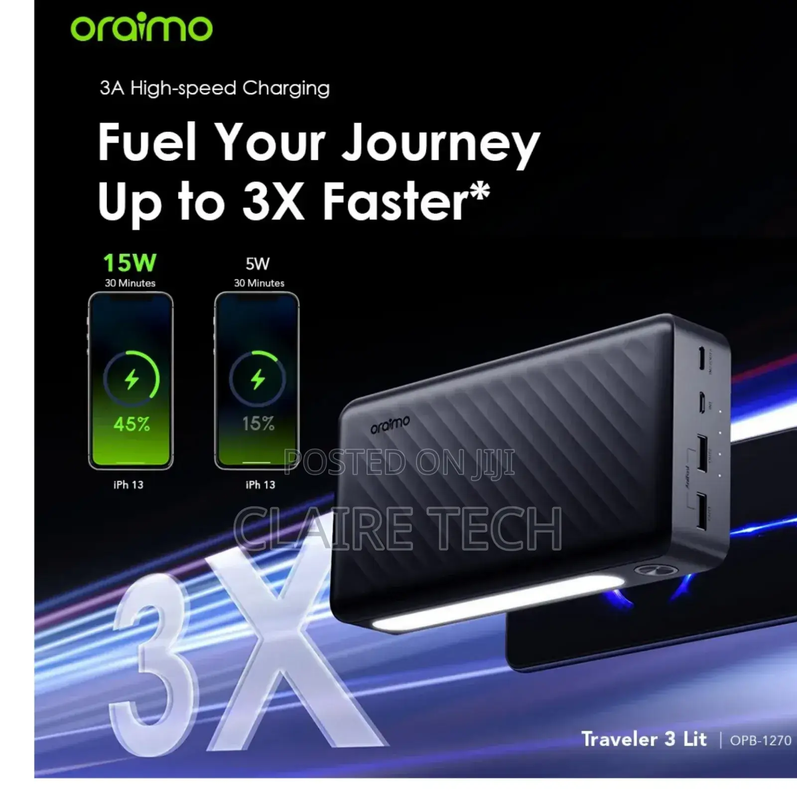 *Oraimo Traveler 3 Lite 27000mah 15W Power Bank