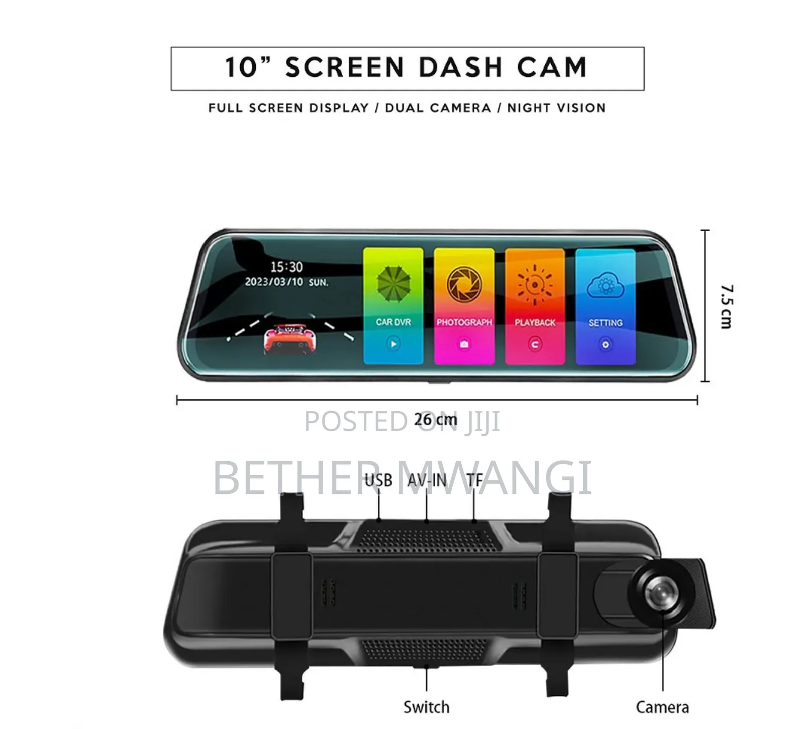 10 Inch- Dash Cam (Full Screen Display) in Kenya