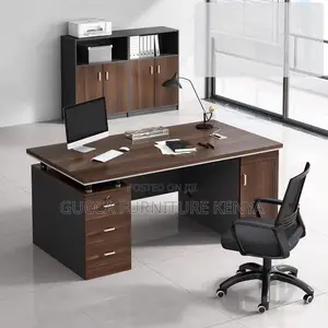 Office Tables:140cm Modern Rectangle Brown Executive Desk