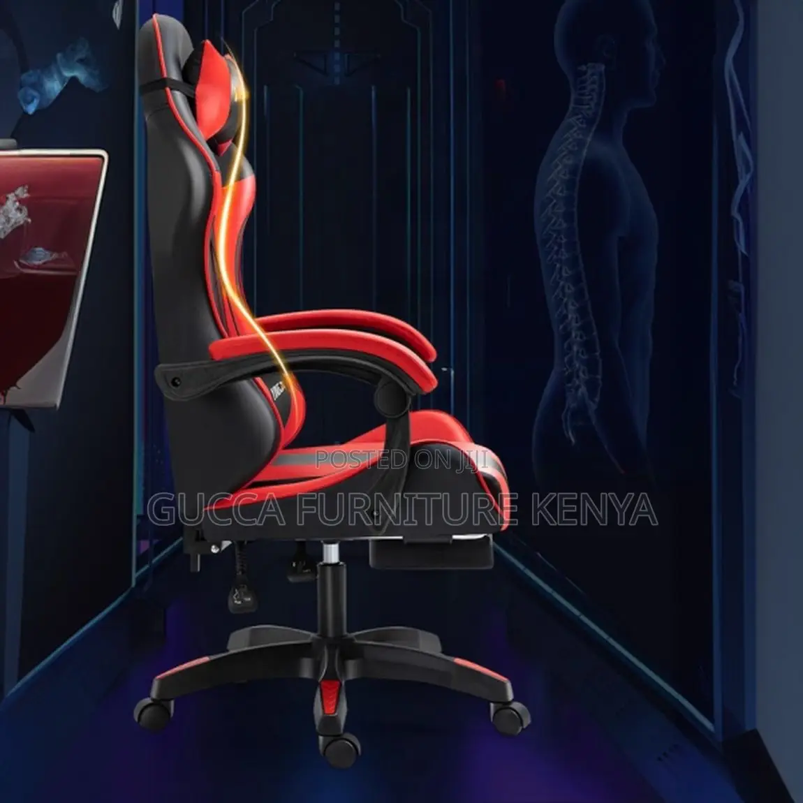 Office Chairs: Red Small Size Gaming Chair With Pillow
