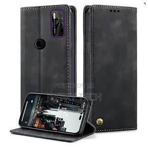 Tecno Camon 15 Genuine Leather Wallet Case With Card Holder
