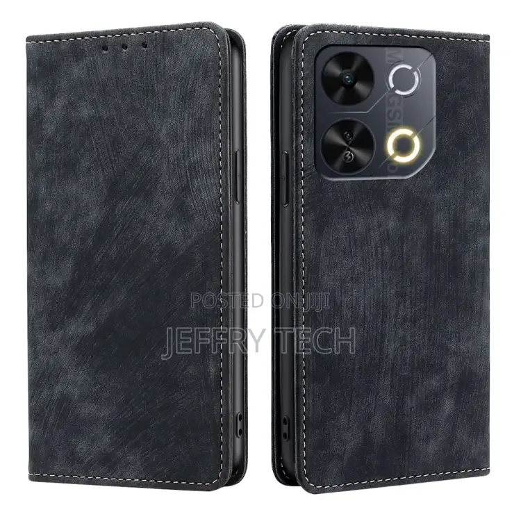 Itel P65 Leather Phone Case(Black) Anti Drop Shockproof