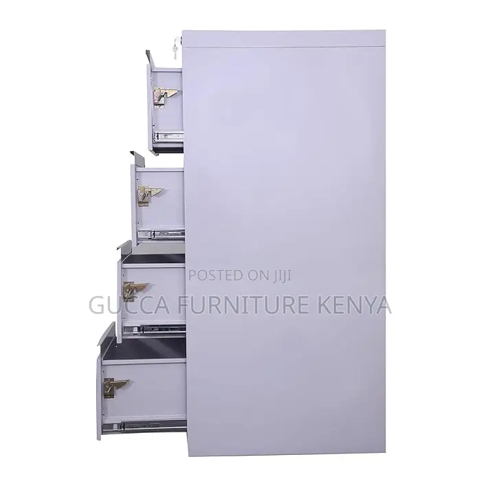 Cabinets: Grey Steel Cabinet With 4 Lockable Drawers