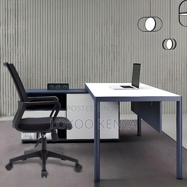 Office Chair : Mid -Back Black Fixed Arms Office Chair - thumbnail 3