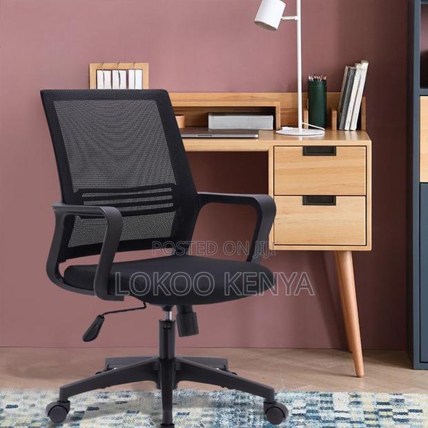 Office Chair : Mid -Back Black Fixed Arms Office Chair - thumbnail 4