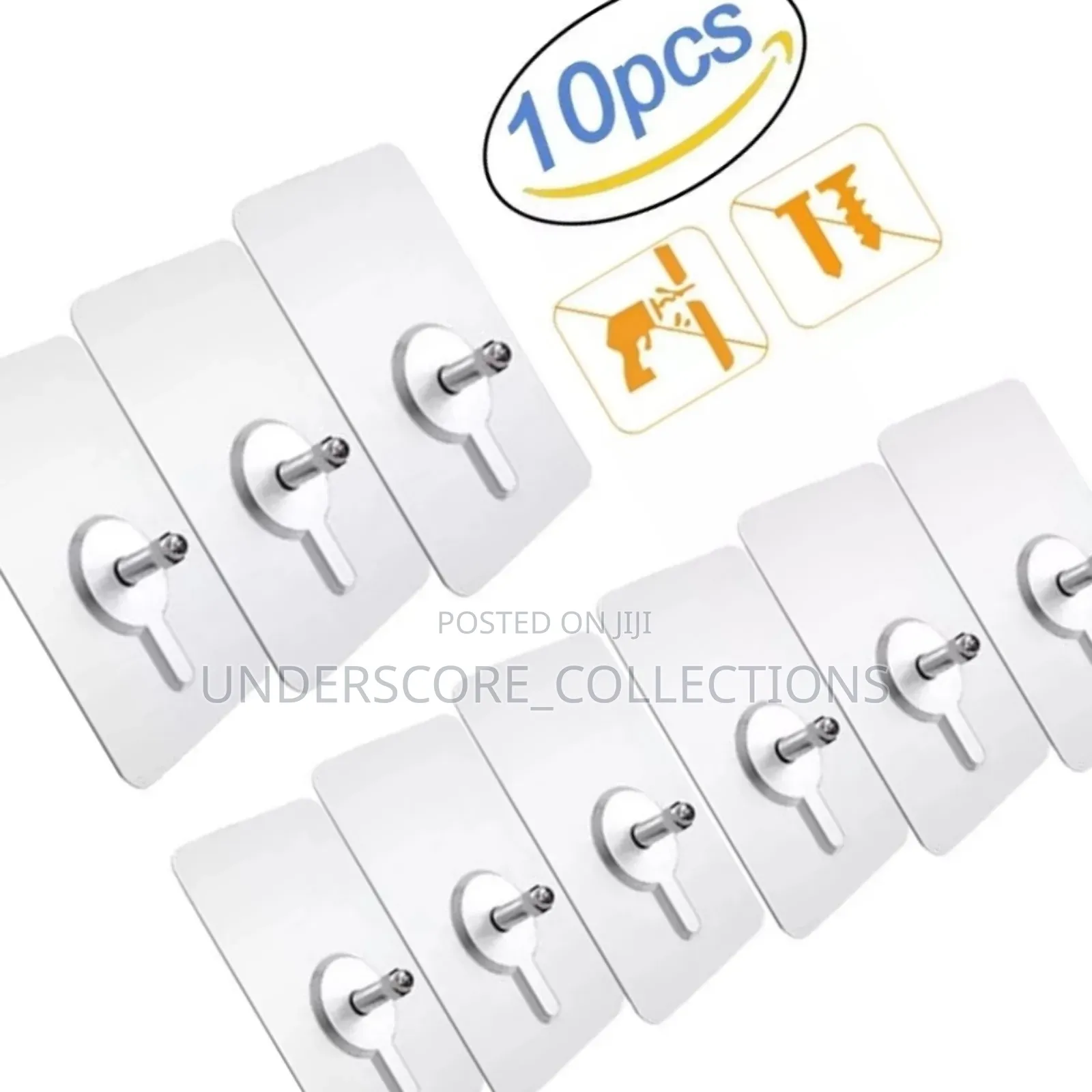 *10pcs Strong Adhesive Seamless Sticky Wall Hook With Screw*