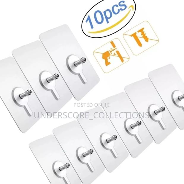 *10pcs Strong Adhesive Seamless Sticky Wall Hook With Screw*