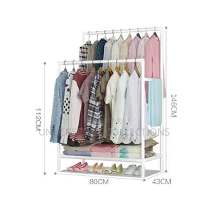 *Double Pole Clothing Rack With Lower Storage Shelf.