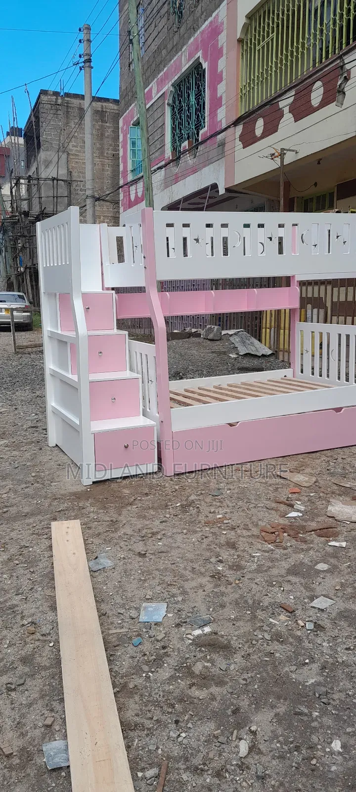 Pink and White Children Tripple Decker Bed