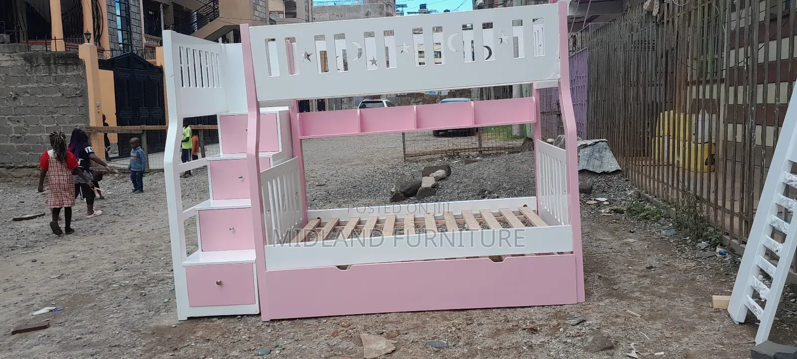 Pink and White Children Tripple Decker Bed