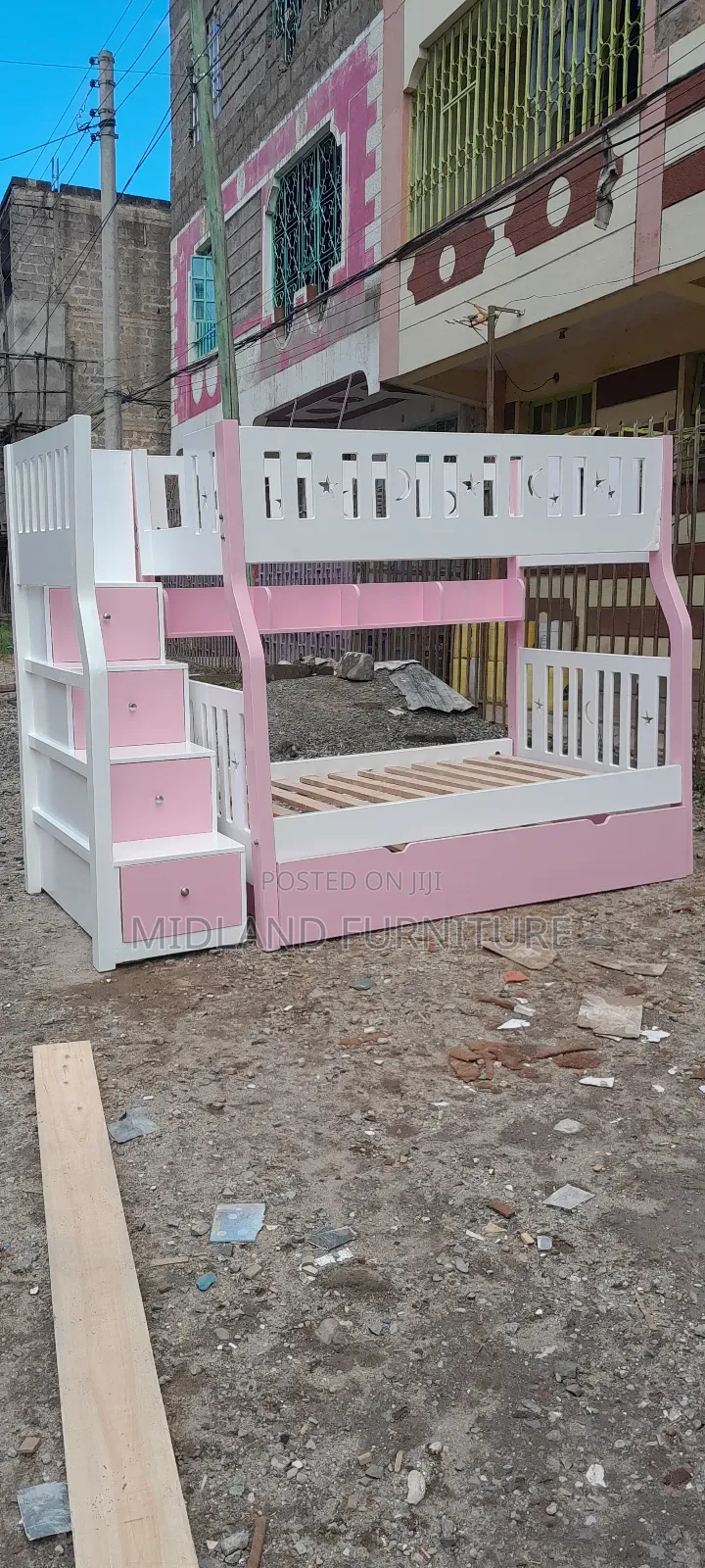 Pink and White Children Tripple Decker Bed