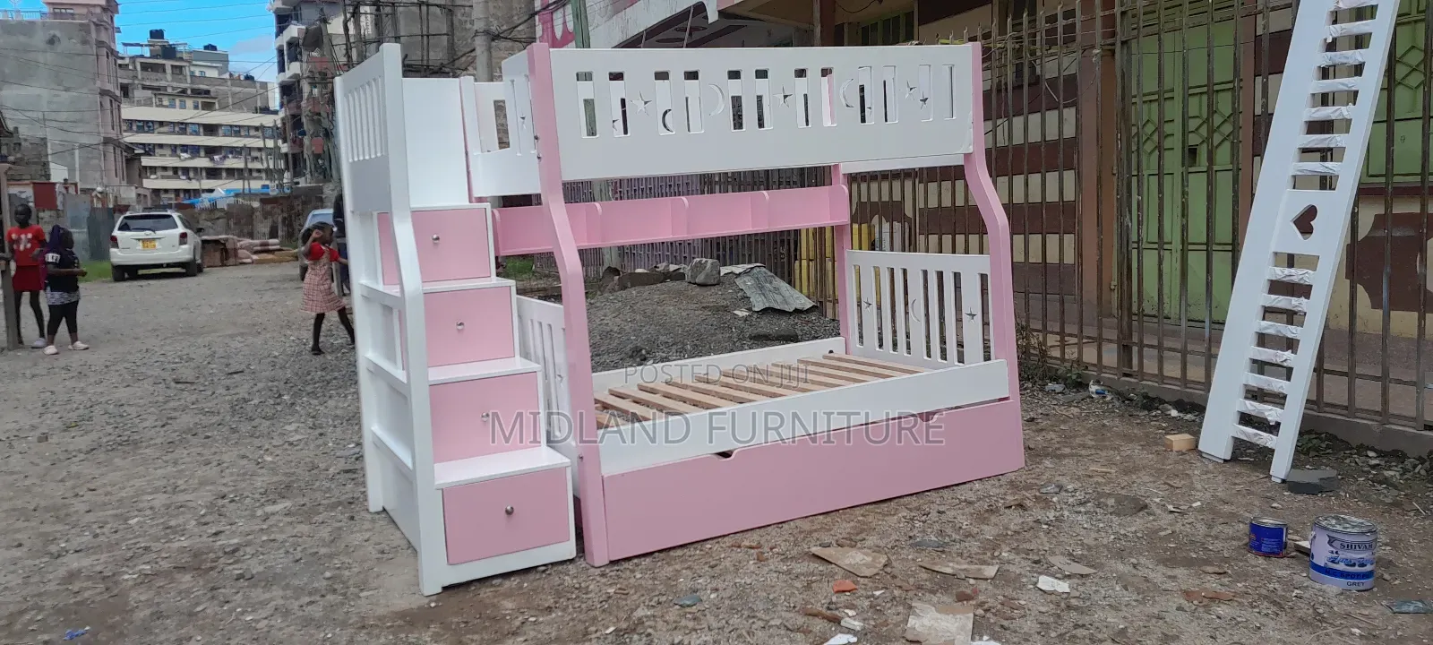 Pink and White Children Tripple Decker Bed