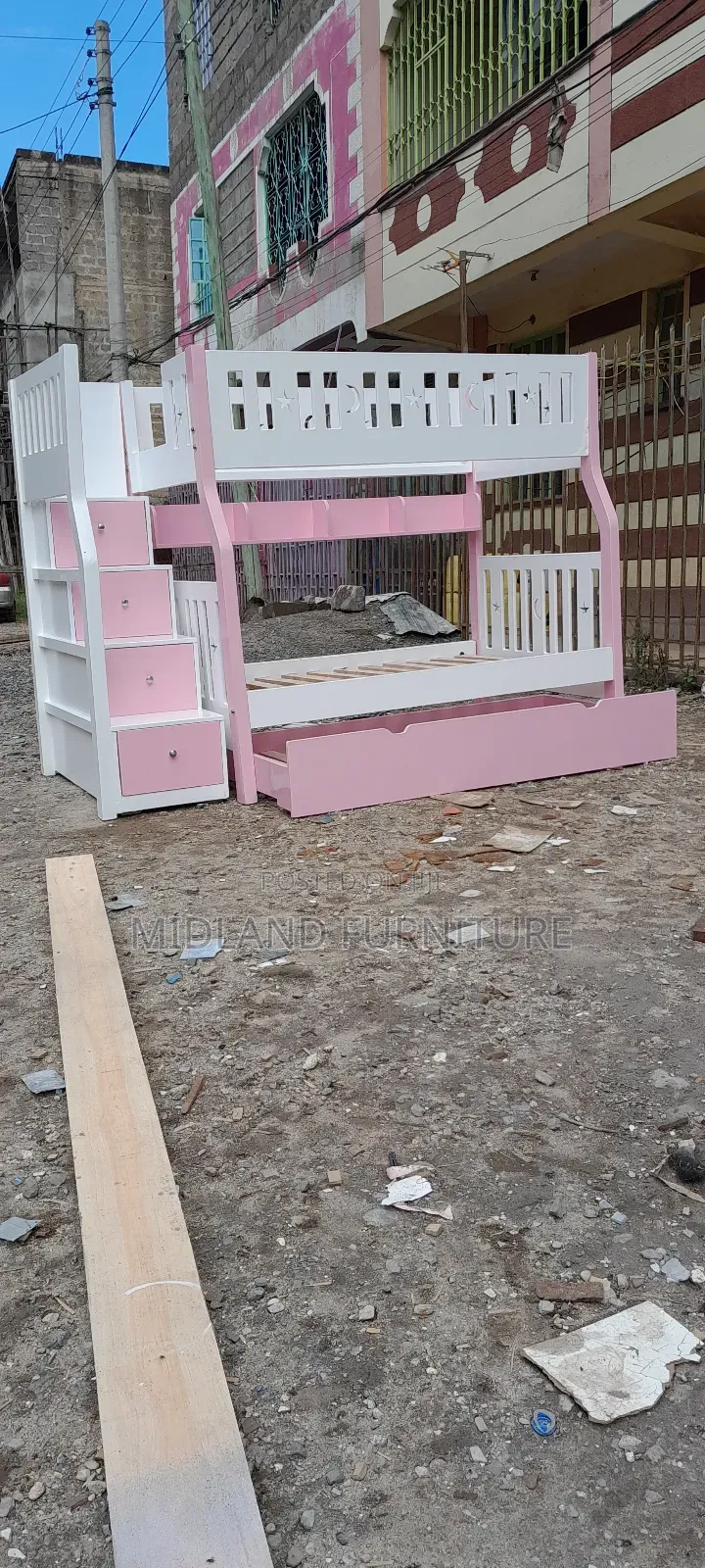 Pink and White Children Tripple Decker Bed
