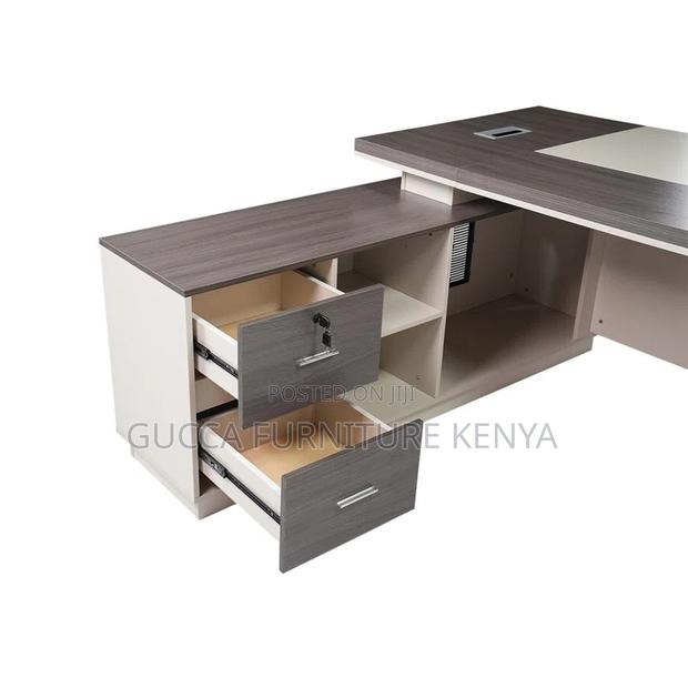 Office Tables:Luxury Office Computer Desk With Side Cabinet - thumbnail 3