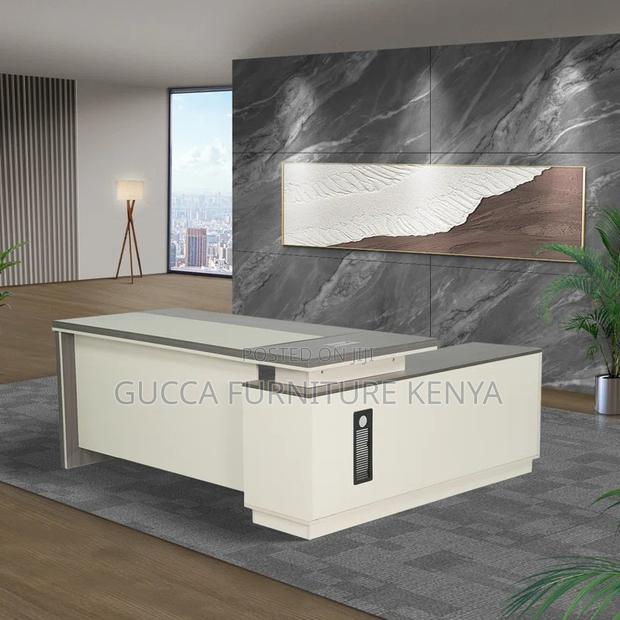 Office Tables:Luxury Office Computer Desk With Side Cabinet - thumbnail 6