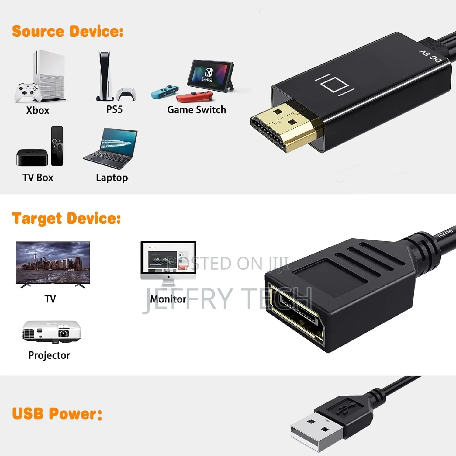 HDMI to Displayport Adapter, 60hz HDMI to DP Converter C