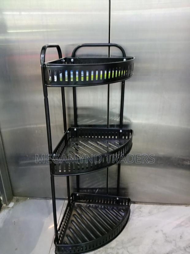 Metallic Corner Shelf/3 Layer Bathroom Organizer - thumbnail 3