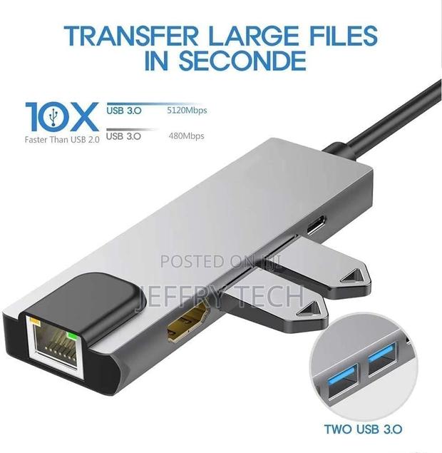 Ruhza 5 in 1 USB C Docks Multi-Function Aluminum Type C Conv - thumbnail 2