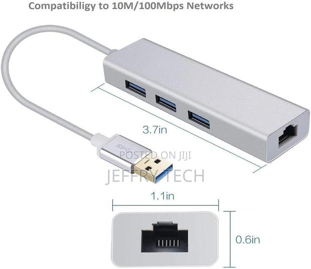 USB 3.0 Hub With RJ45 LAN Adapter for Macbook/Pro/iMac/Chrom