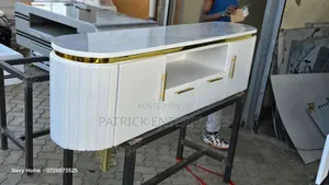 Modern Wooden TV Stand With Marble Top 6 Fitt