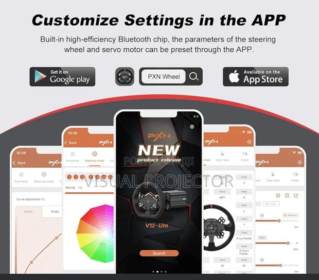PXN V12 Lite Game Steering Wheel for Playstation Xbox and Pc - thumbnail 2