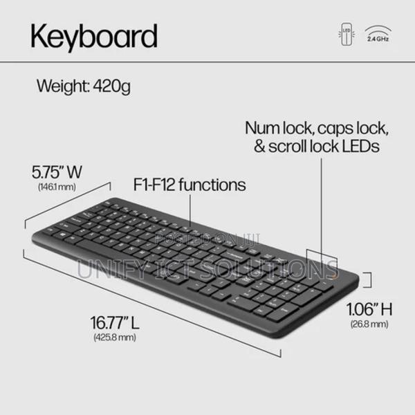 HP 330 Chiclet-Style Combination Wireless Mouse and Keyboard