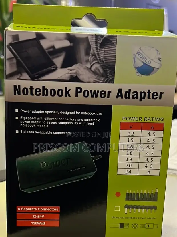 8 Connector Universal Laptop Adapter Charger With Power Cabl