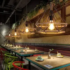 Elegant Hemp Rope Pendant Light With Iron Frame Jg5rd