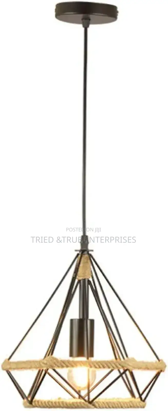 Generic Hemp Rope Pendant Light With Iron Frame Kq7tfd